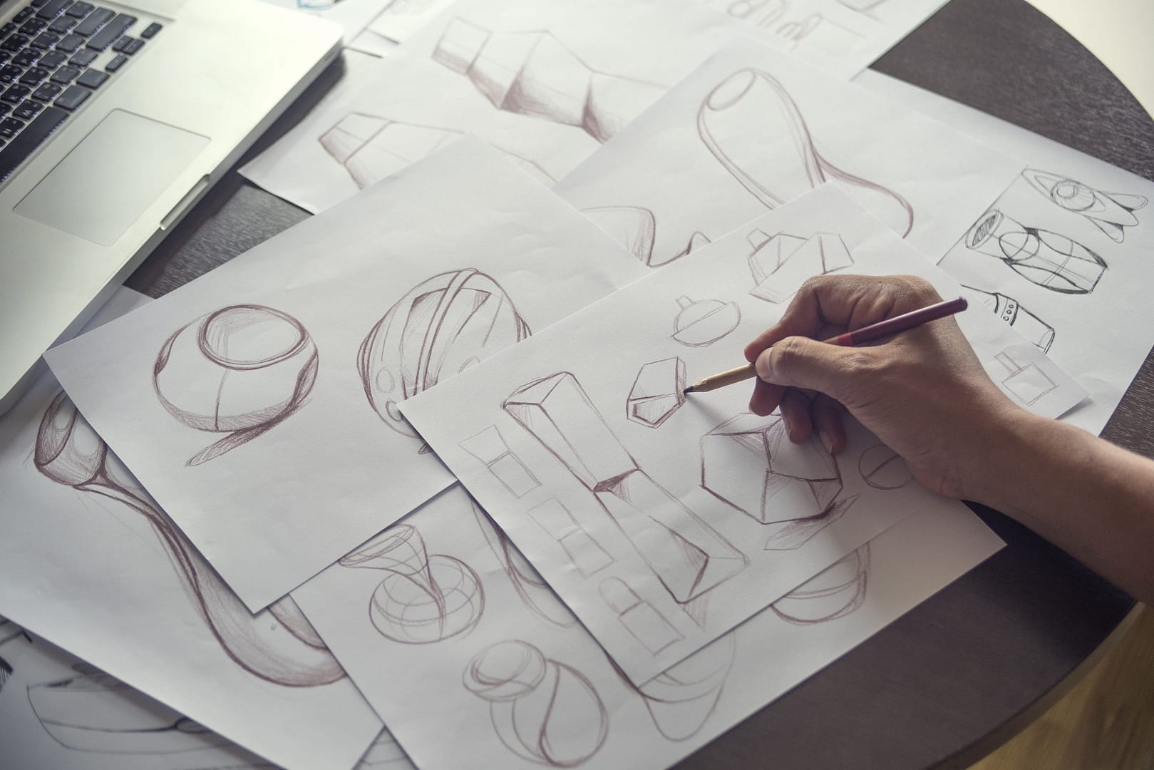 Production designer sketching Drawing Development Design product packaging prototype idea Creative Concept