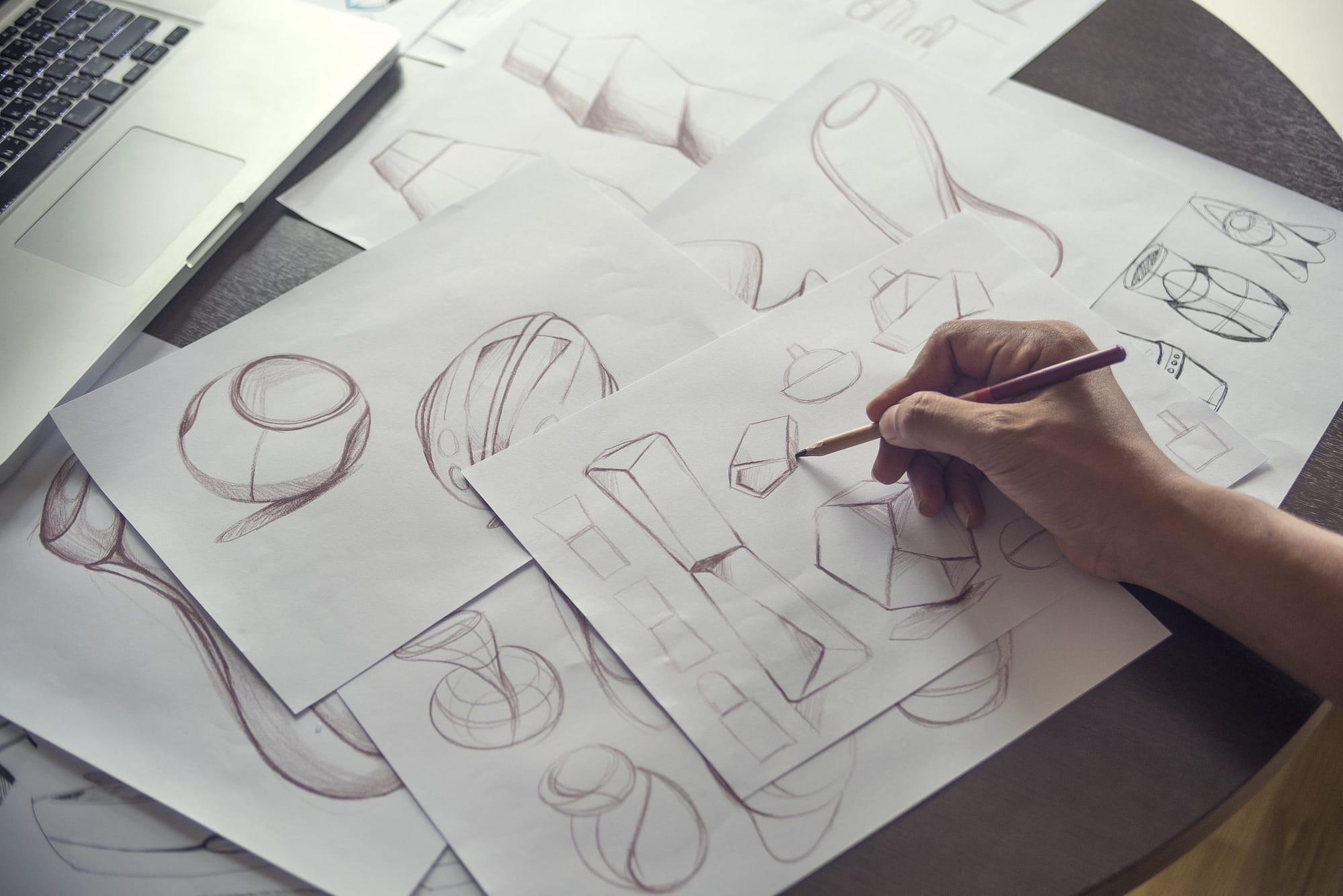 Production designer sketching Drawing Development Design product packaging prototype idea Creative Concept